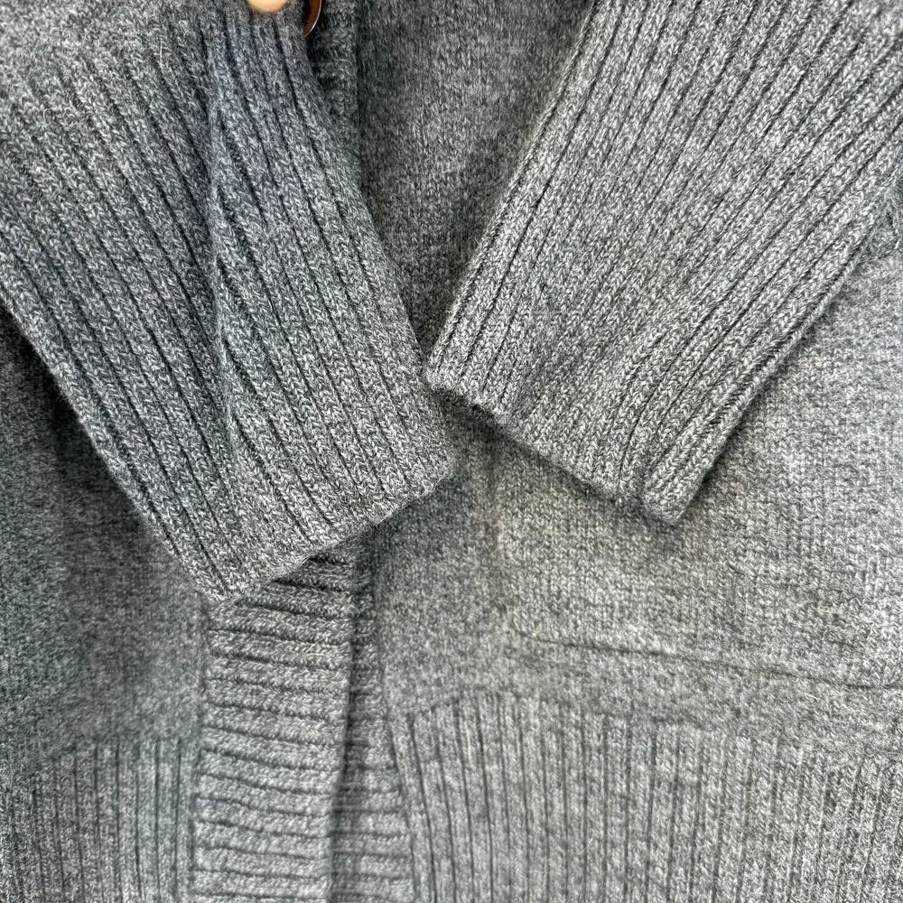 Eddie Bauer Cardigan Sweater Women's L Grey 100% Merino Wool Long Cozy - Picture 6 of 11